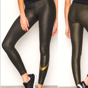 Nike Gold Metallic Leggings, L-XL